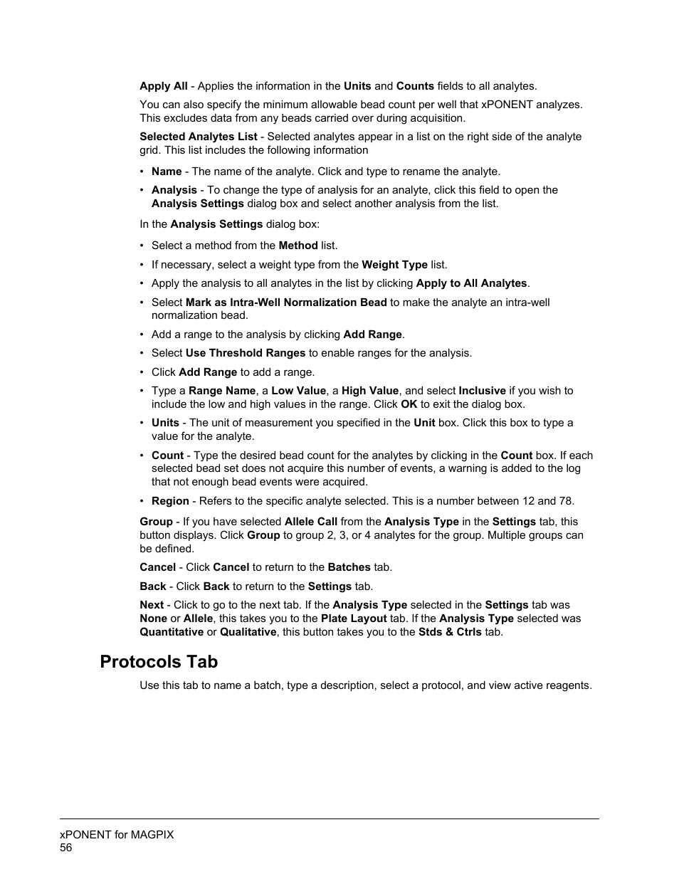 Protocols tab | Luminex xPONENT for MAGPIX User Manual | Page 69 / 126