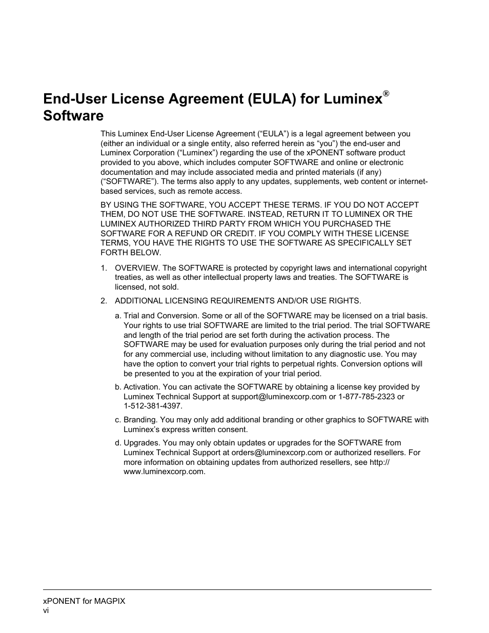 End-user license agreement (eula) for luminex, Software | Luminex xPONENT for MAGPIX User Manual | Page 7 / 126