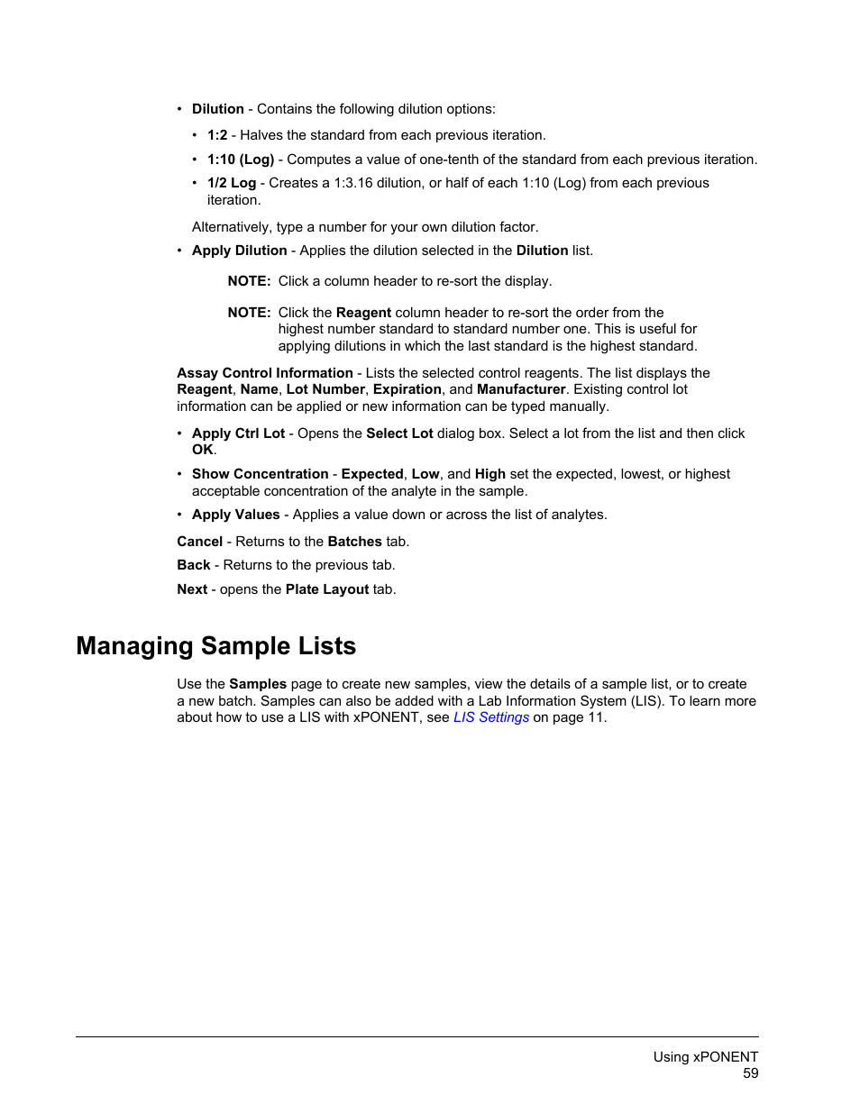 Managing sample lists | Luminex xPONENT for MAGPIX User Manual | Page 72 / 126