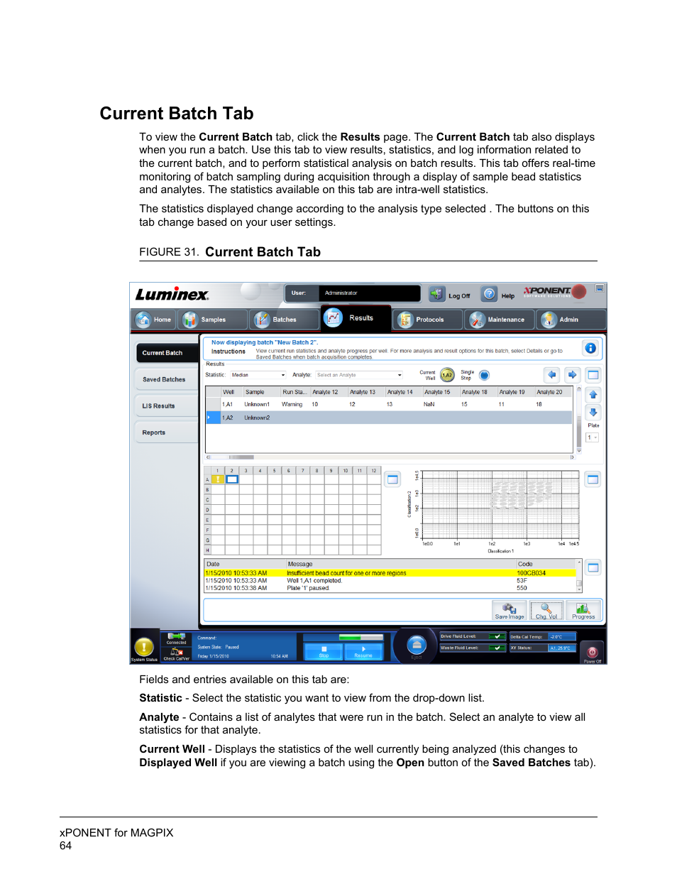 Current batch tab | Luminex xPONENT for MAGPIX User Manual | Page 77 / 126