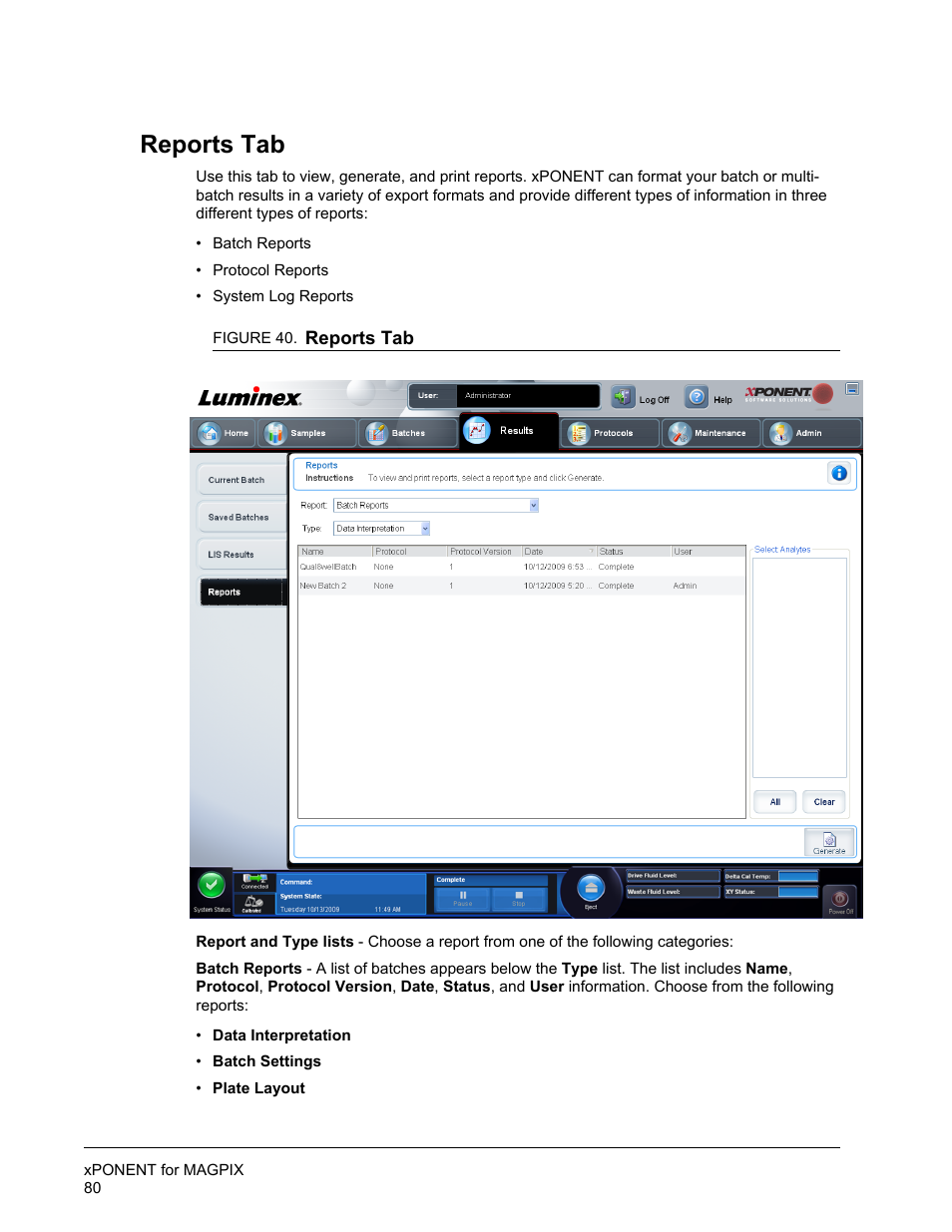 Reports tab | Luminex xPONENT for MAGPIX User Manual | Page 93 / 126
