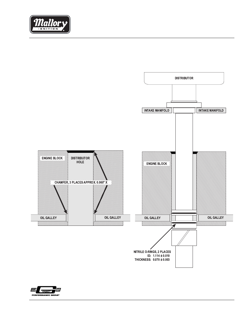 Mallory Ignition Mallory ENGINE MODIFICATIONS FOR O-RING DISTRIBUTORS User Manual | 1 page