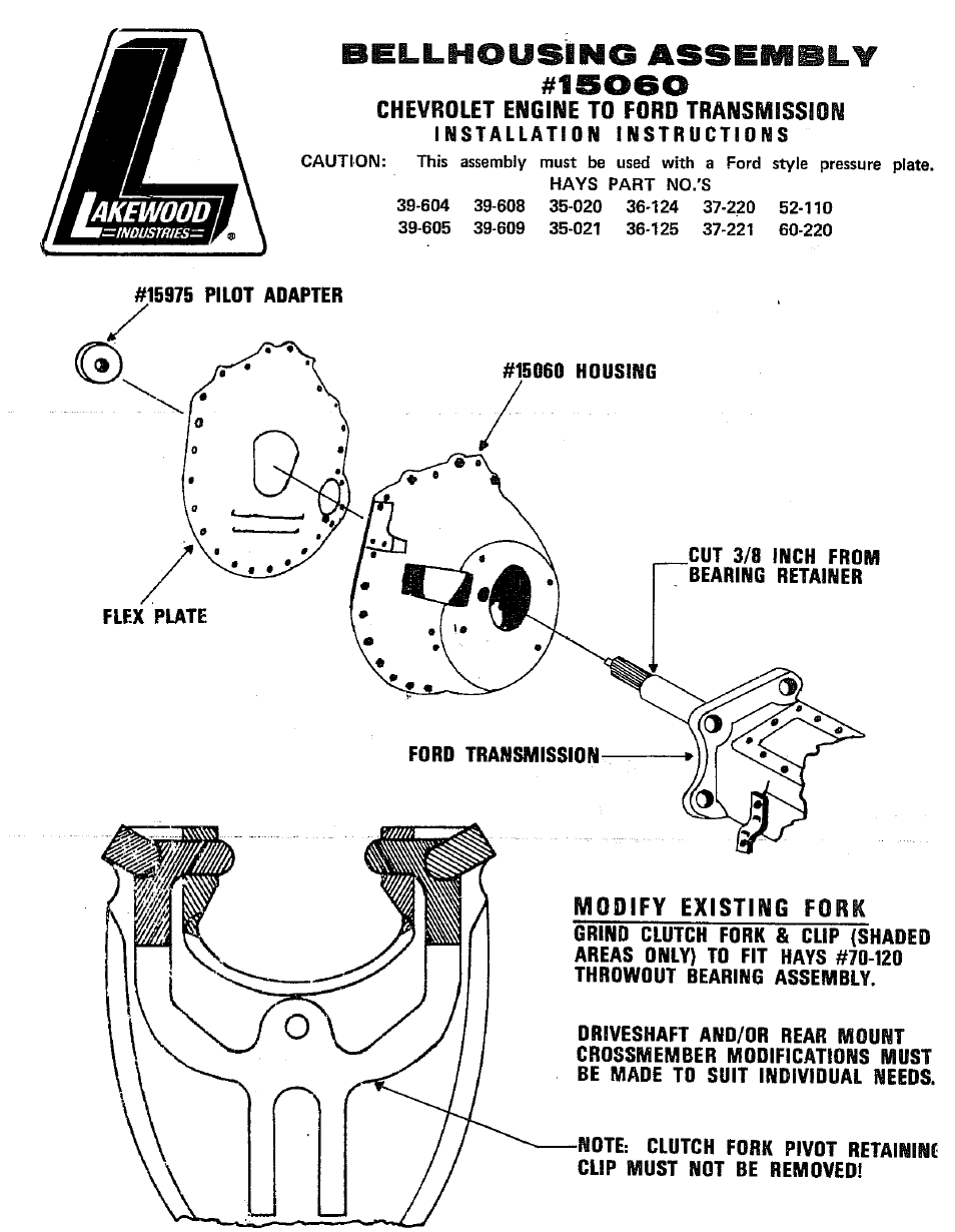 Mallory Ignition Lakewood safety bellhousing 15060 User Manual | 5 pages