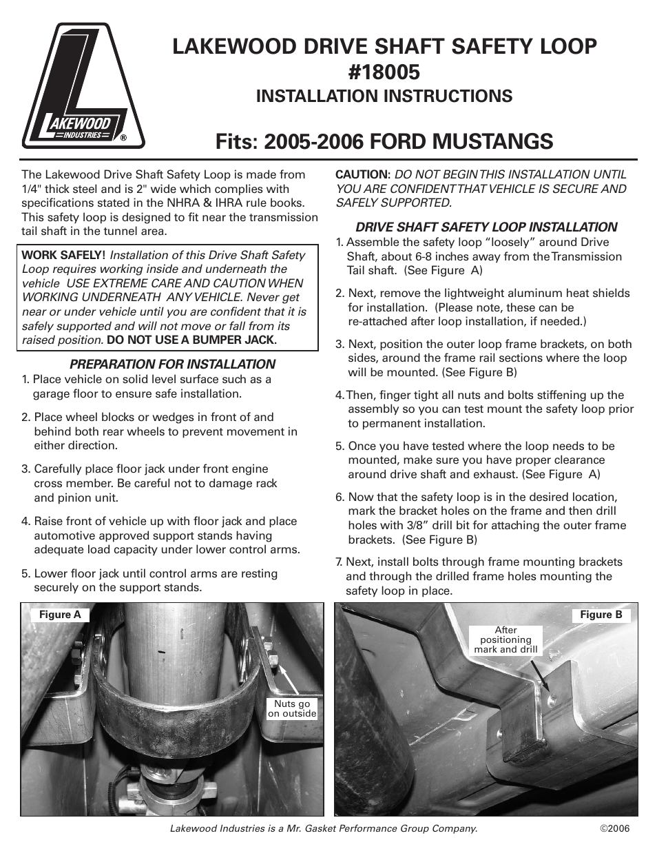 Mallory Ignition LAKEWOOD DRIVE SHAFT SAFETY LOOP 18005 User Manual | 2 pages