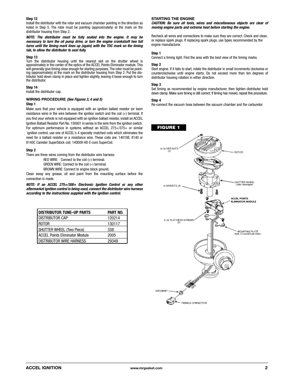 Mallory Ignition ACCEL POINTS ELIMINATOR CONVERSION 2010 User Manual | Page 2 / 3