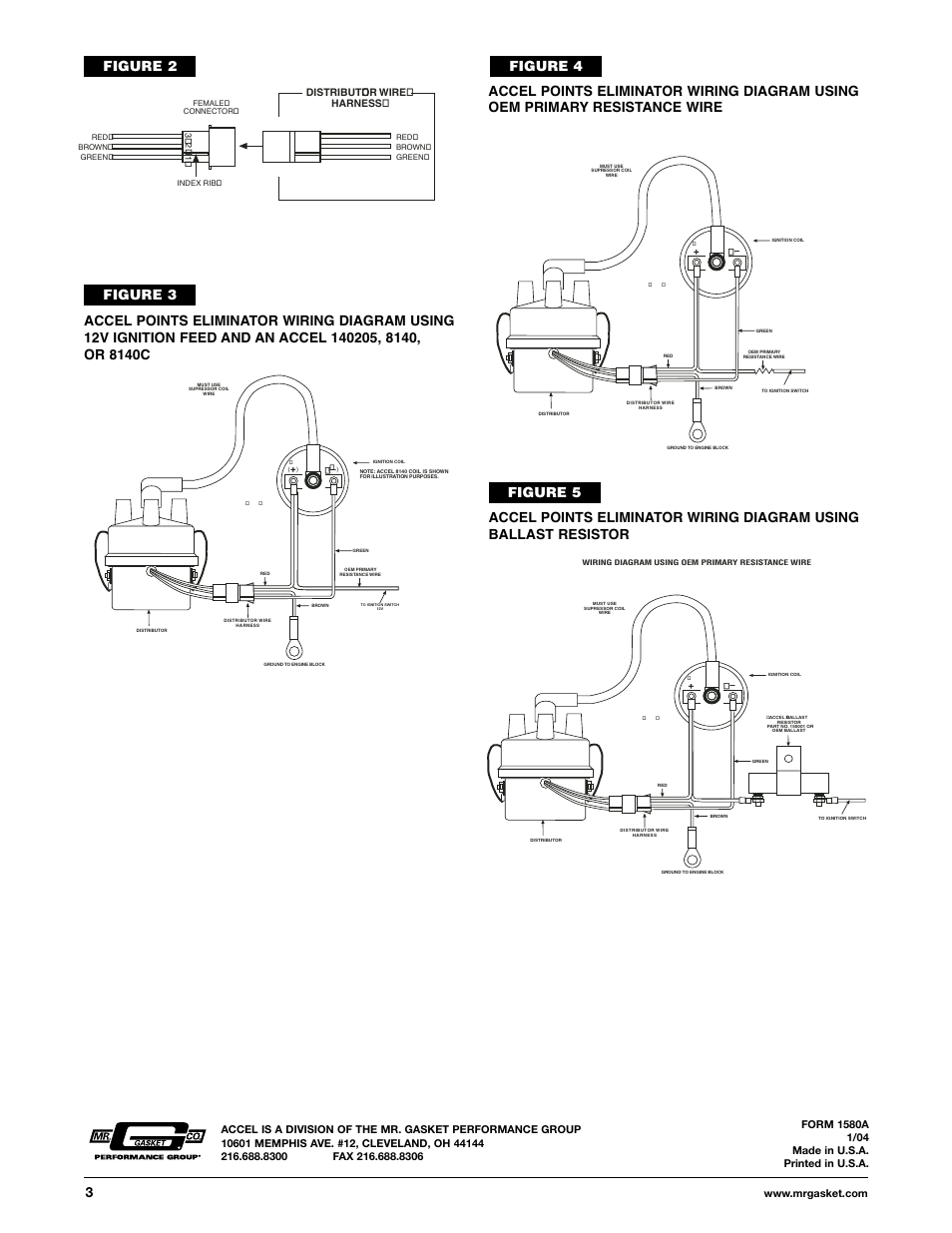 Figure 3, Figure 2, Distributor wire harness | Mallory Ignition ACCEL POINTS ELIMINATOR CONVERSION 2020 User Manual | Page 3 / 3