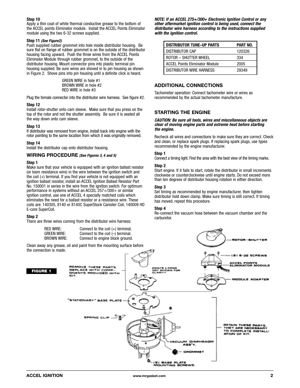 Mallory Ignition ACCEL POINTS ELIMINATOR CONVERSION 2030 User Manual | Page 2 / 3