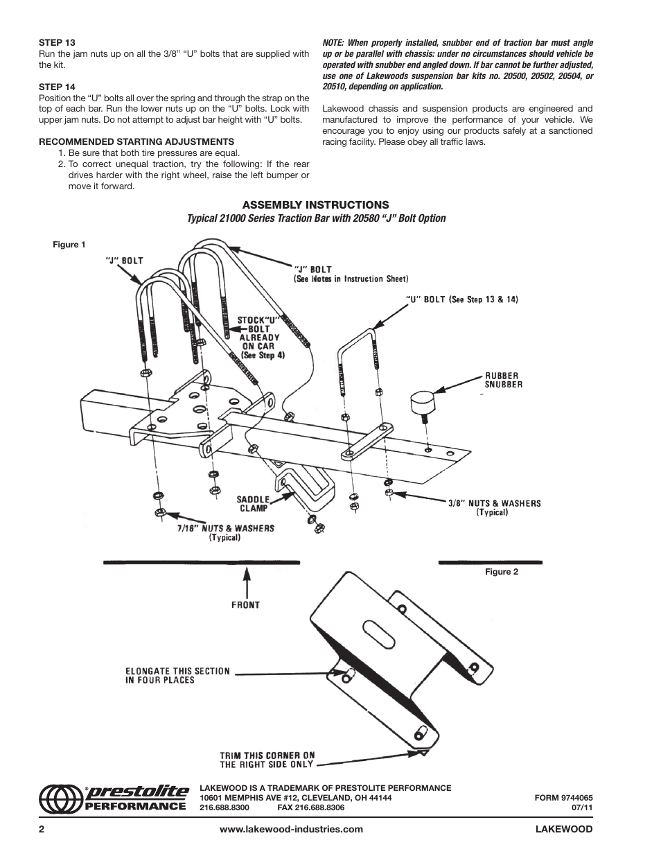 Mallory Ignition Lakewood SUSPENSION BARS 21150 User Manual | Page 2 / 2