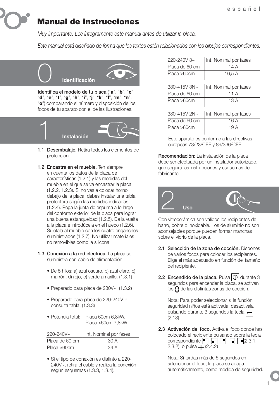 Manual de instrucciones | Fagor 2V-32TS User Manual | Page 3 / 58
