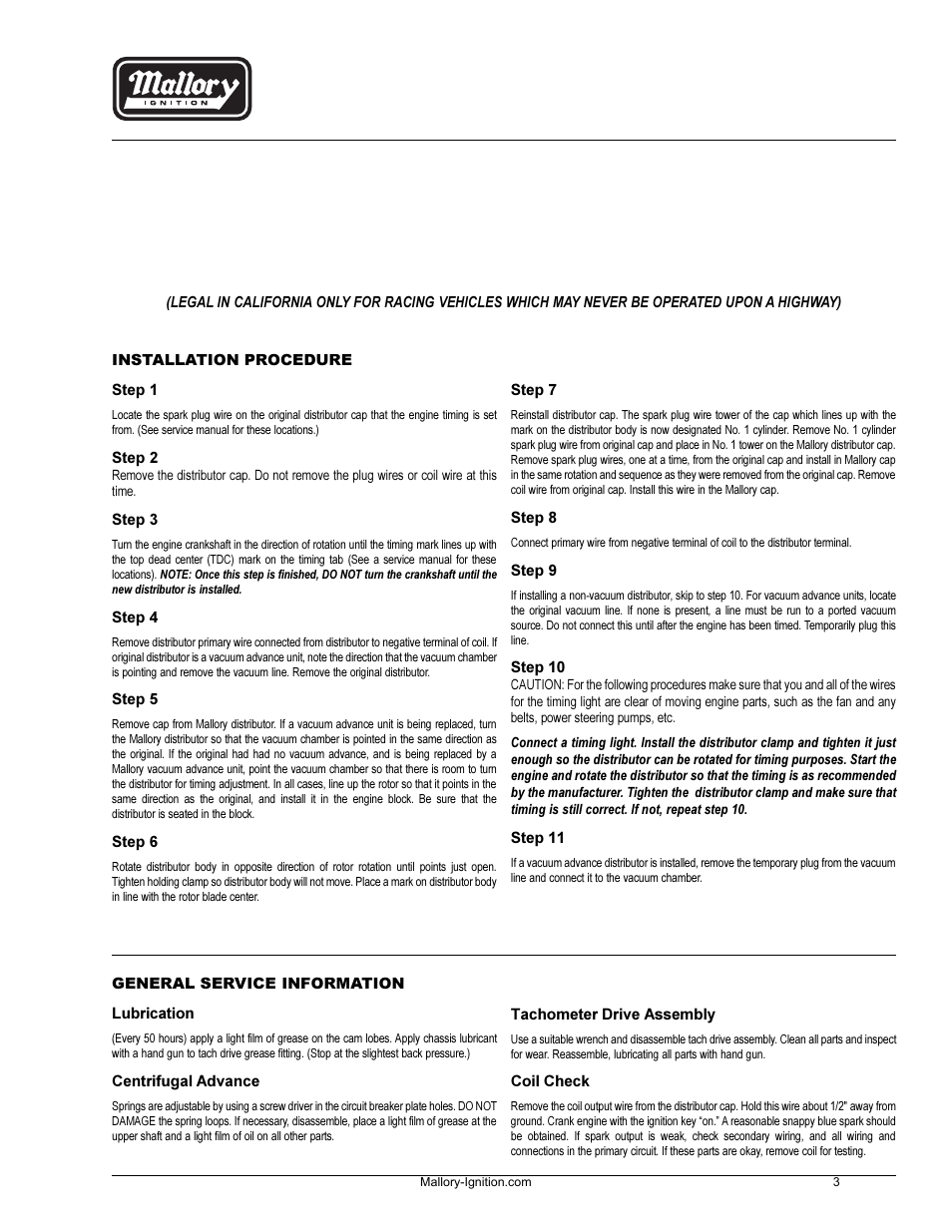 Mallory Ignition Mallory Distributors 23_25_27 User Manual | Page 4 / 7
