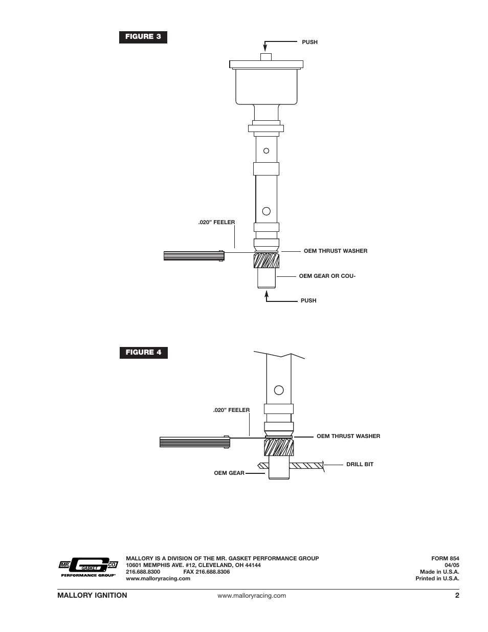 Mallory Ignition Mallory Distributor Gear/Coupling User Manual | Page 2 / 2