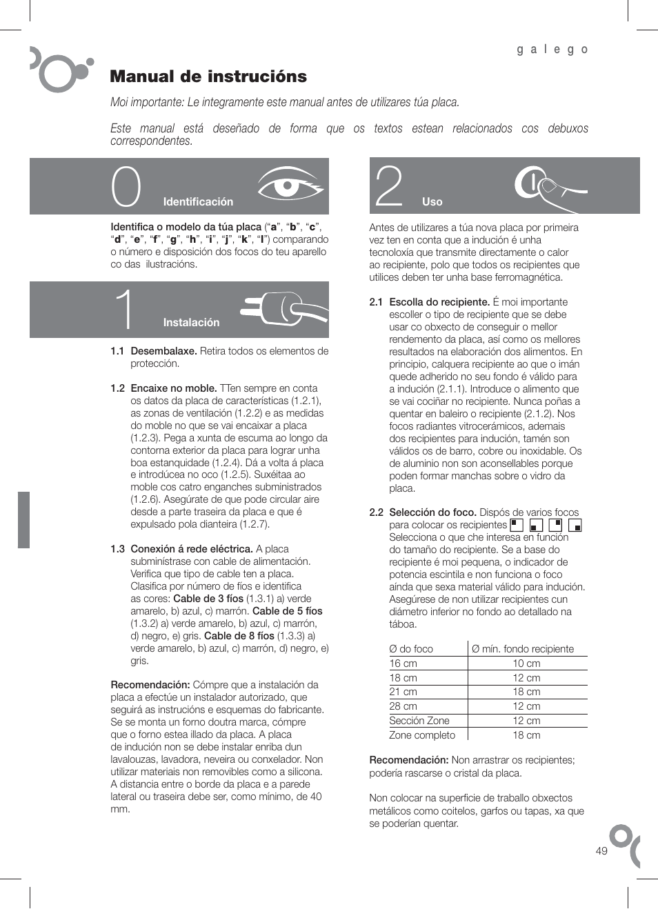 Manual de instrucións | Fagor IF-4S User Manual | Page 51 / 58