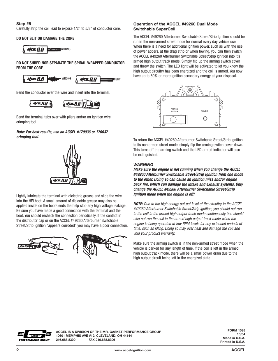 Mallory Ignition ACCEL AFTERBURNER SWITCHABLE STREET/STRIP IGNITION 49260 User Manual | Page 2 / 2