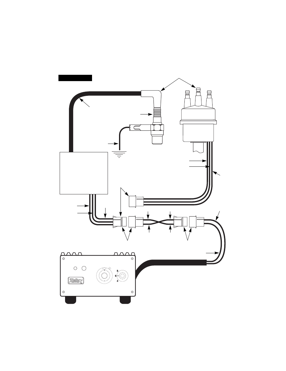 Ignition system, Including coil), Using the tester in place of a mallory unilite | Or magnetic breakerless distributor figure 5 | Mallory Ignition Mallory PORTABLE IGNITION TESTER 28357 User Manual | Page 5 / 12