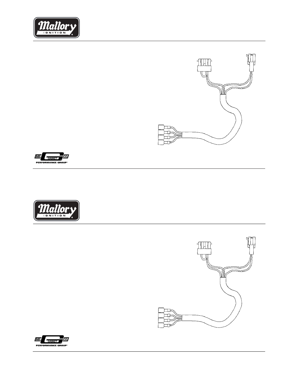 Mallory Ignition Mallory HYFIRE IV & 6 (VI) TO GM DUAL CONNECTOR HARNESS 29068 User Manual | 1 page