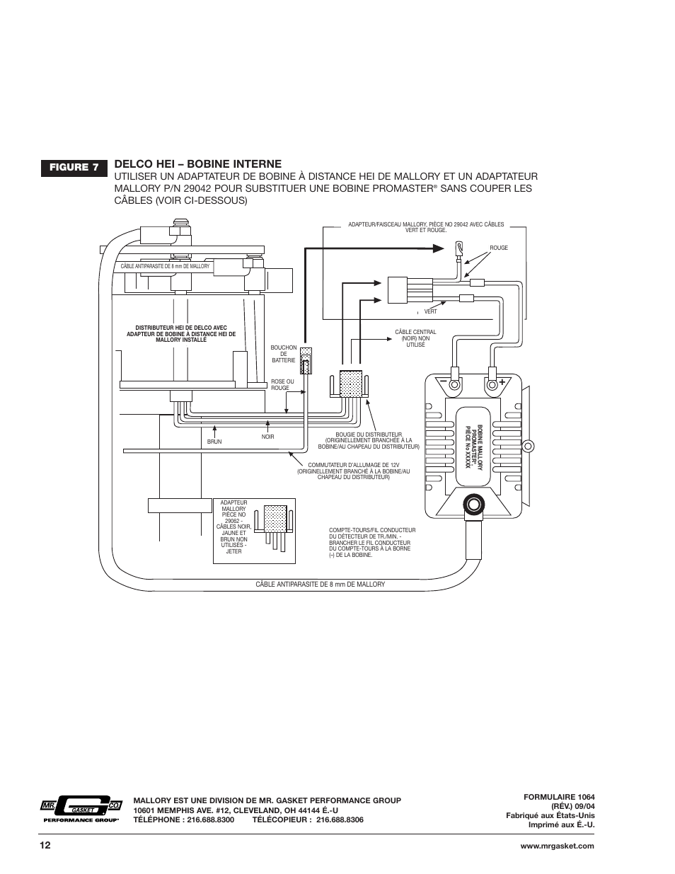 Delco hei – bobine interne, Figure 7, Sans couper les câbles (voir ci-dessous) | Mallory Ignition Mallory PROMASTER IGNITION COIL 29440_29450_29625_29450 User Manual | Page 12 / 12