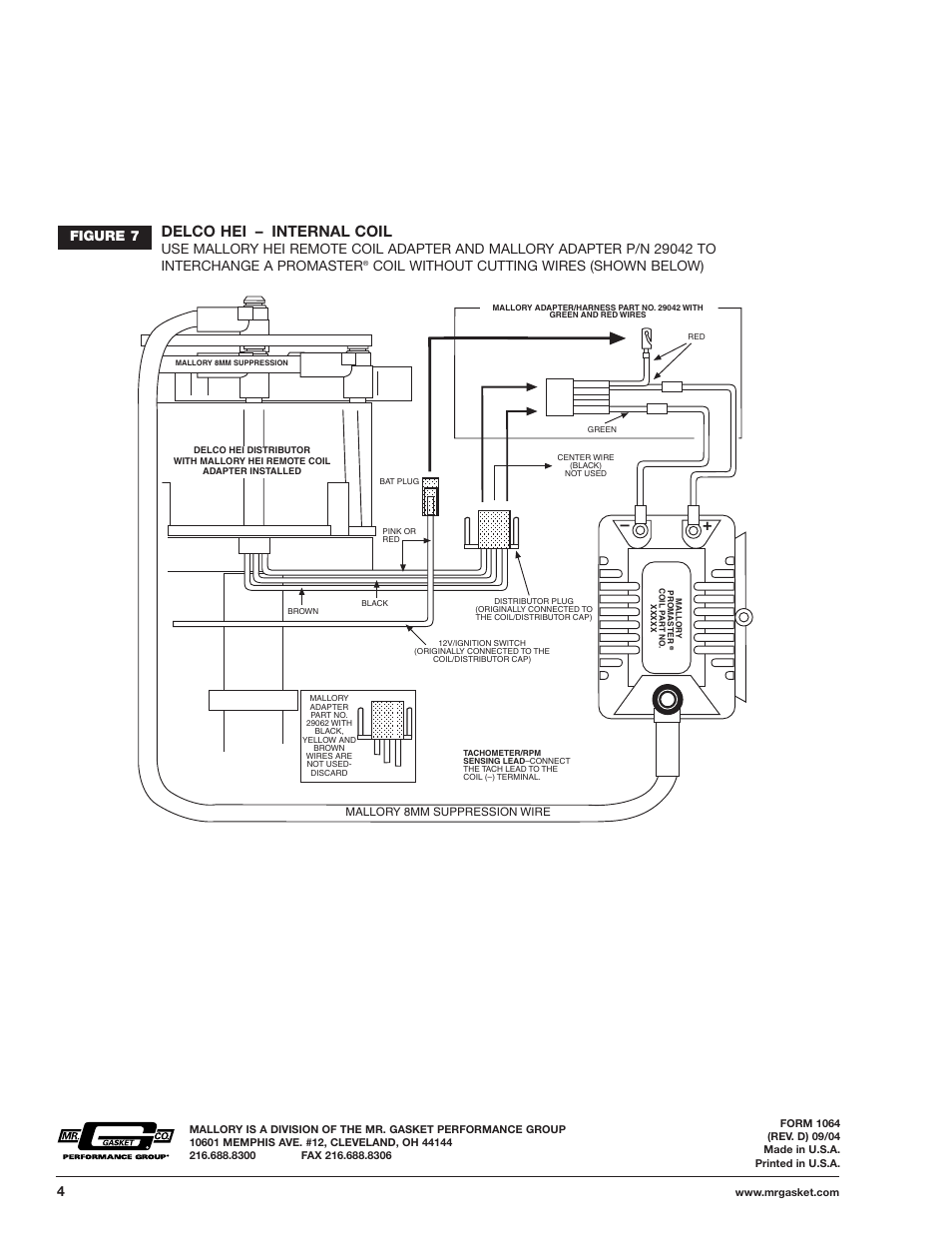 Delco hei – internal coil, Figure 7, Coil without cutting wires (shown below) | Mallory Ignition Mallory PROMASTER IGNITION COIL 29440_29450_29625_29450 User Manual | Page 4 / 12