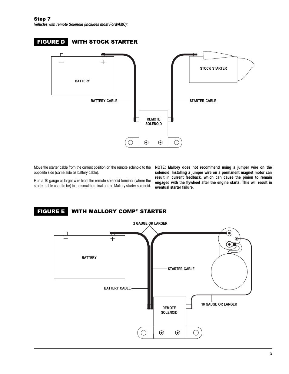 Figure d with stock starter, Figure e with mallory comp, Starter | Mallory Ignition Mallory COMP STARTER User Manual | Page 3 / 4