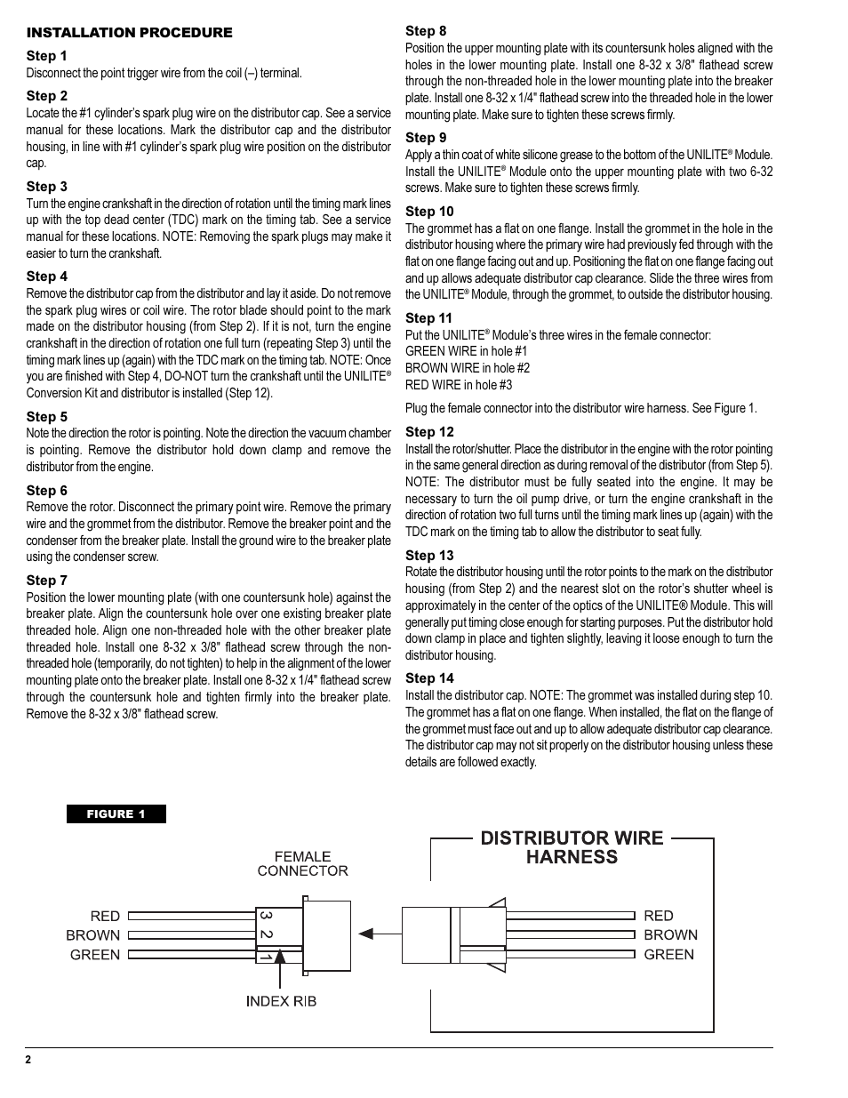 Mallory Ignition Mallory unilite conversion kit 502m User Manual | Page 2 / 4