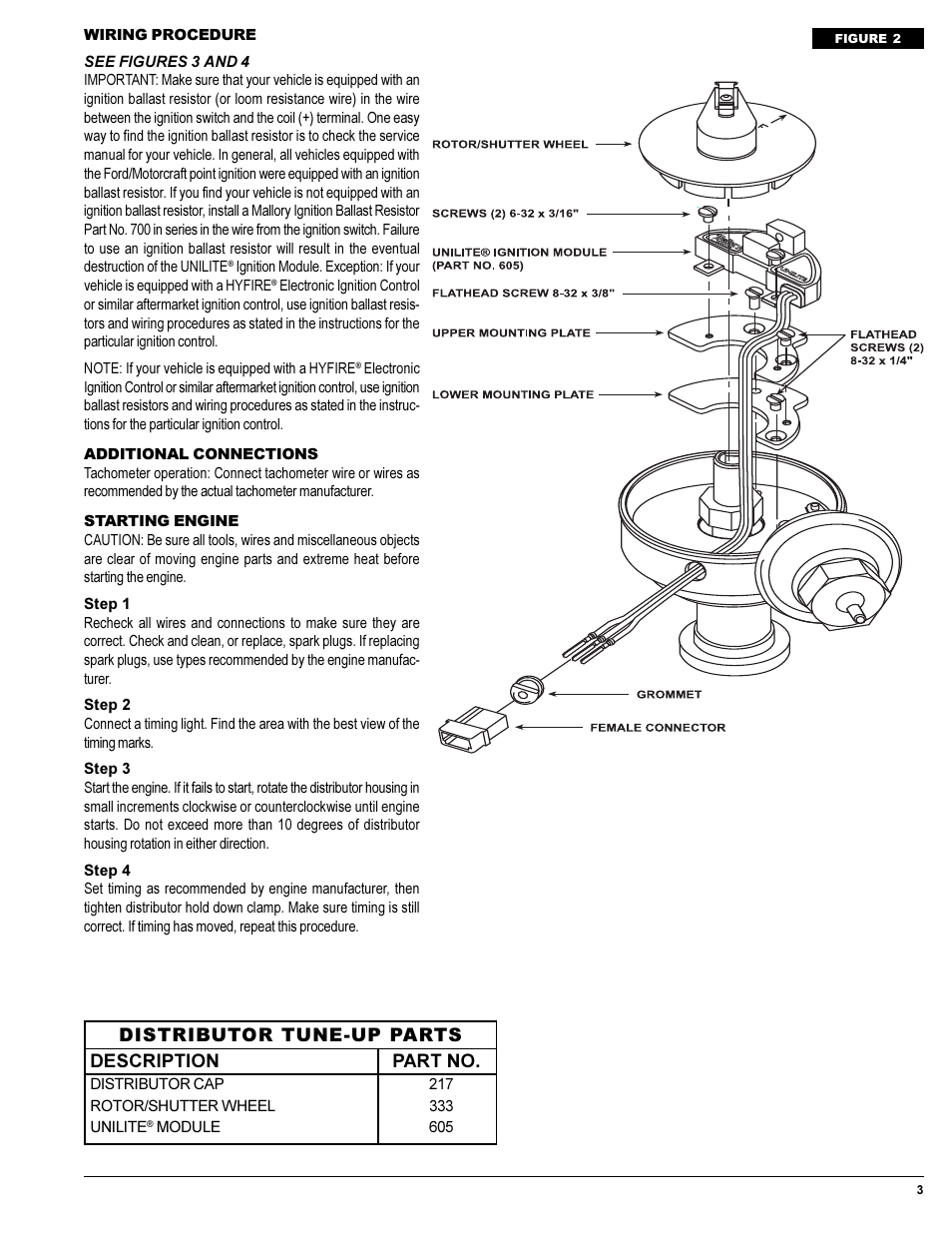 Mallory Ignition Mallory unilite conversion kit 502m User Manual | Page 3 / 4