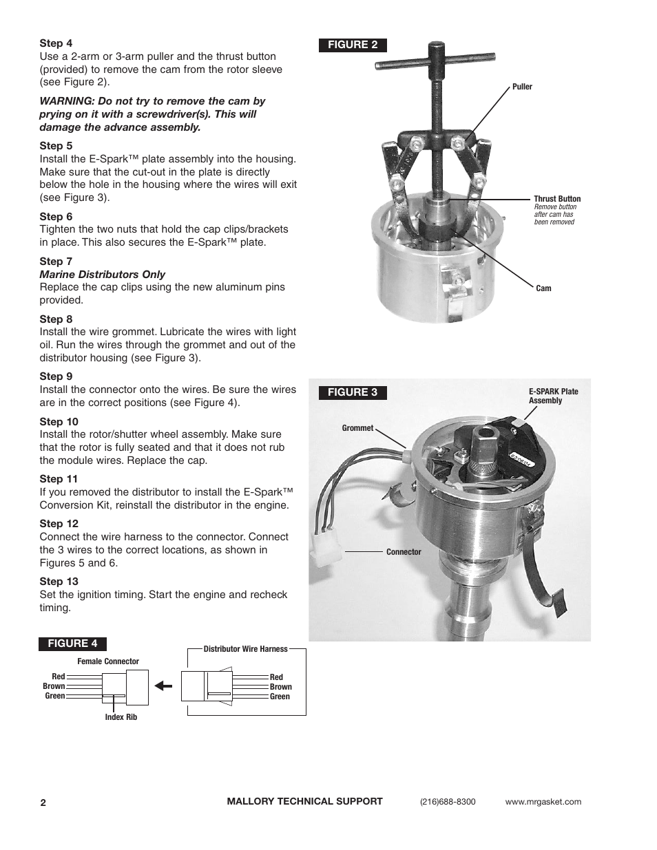 Mallory Ignition Mallory E-SPARK BREAKERLESS CONVERSION KIT 61008M_61009M User Manual | Page 2 / 4