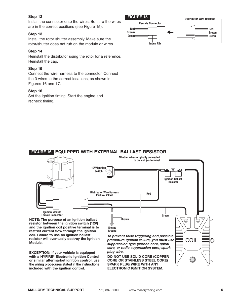 Coil, Equipped with external ballast resistor | Mallory Ignition Mallory E-SPARK BREAKERLESS CONVERSION KIT 61010M_61011M User Manual | Page 5 / 8