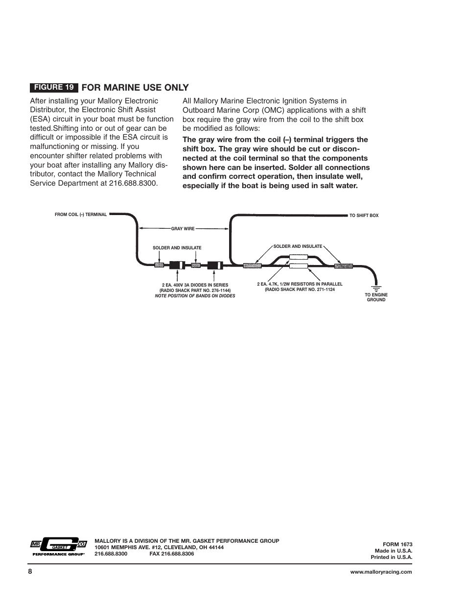 For marine use only, Figure 19 | Mallory Ignition Mallory E-SPARK BREAKERLESS CONVERSION KIT 61010M_61011M User Manual | Page 8 / 8
