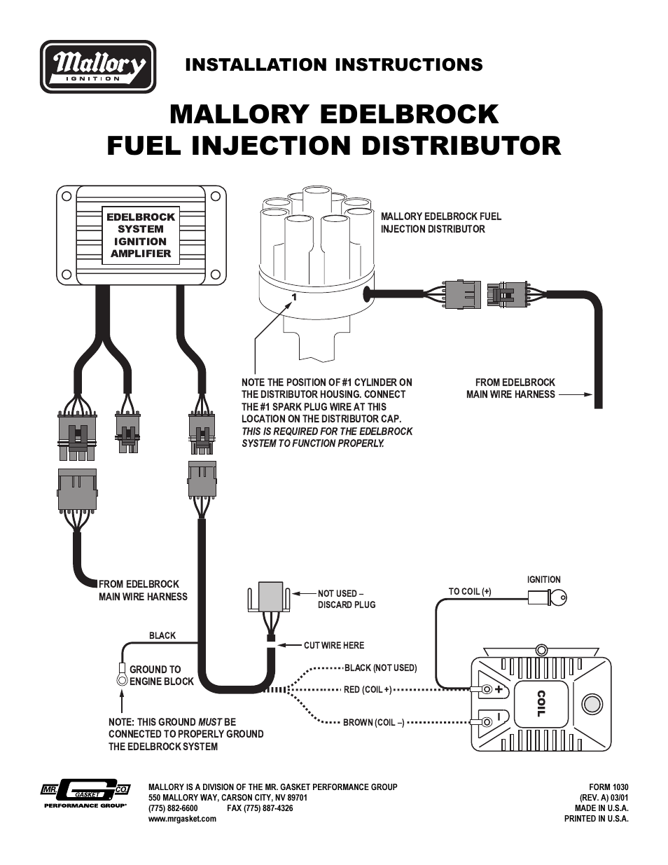 Mallory Ignition Mallory EDELBROCK FUEL INJECTION DISTRIBUTOR 6148201_6164501 User Manual | 1 page