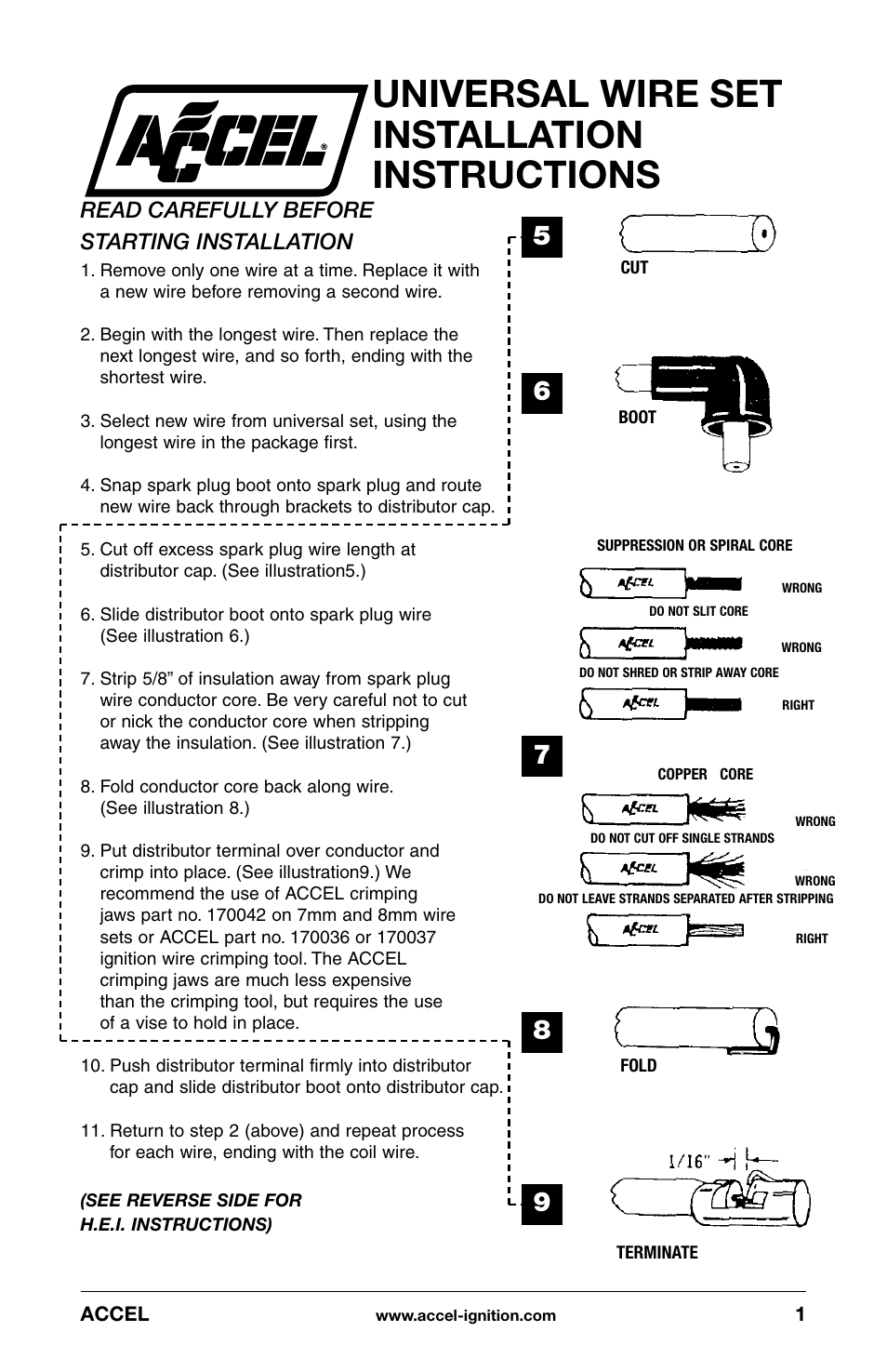 Mallory Ignition ACCEL UNIVERSAL WIRE SET 5040_5041 User Manual | 2 pages