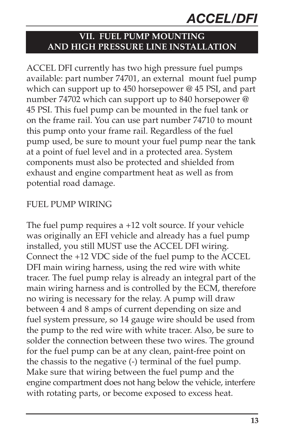 Accel/dfi | Mallory Ignition ACCEL Digital Fuel Injection Engine Management System 74030 User Manual | Page 15 / 26