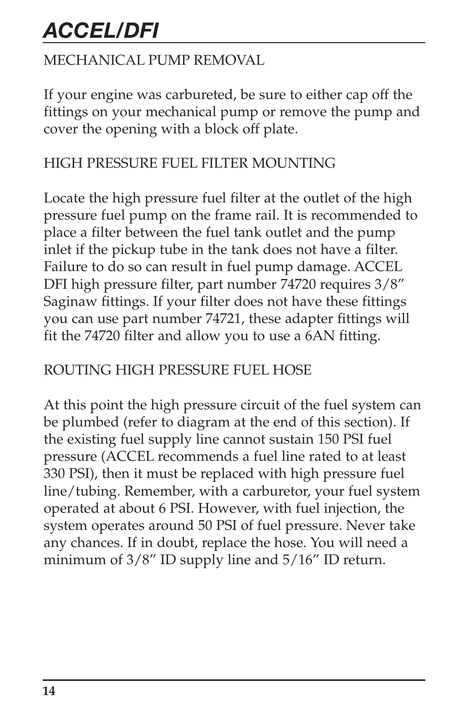 Accel/dfi | Mallory Ignition ACCEL Digital Fuel Injection Engine Management System 74030 User Manual | Page 16 / 26