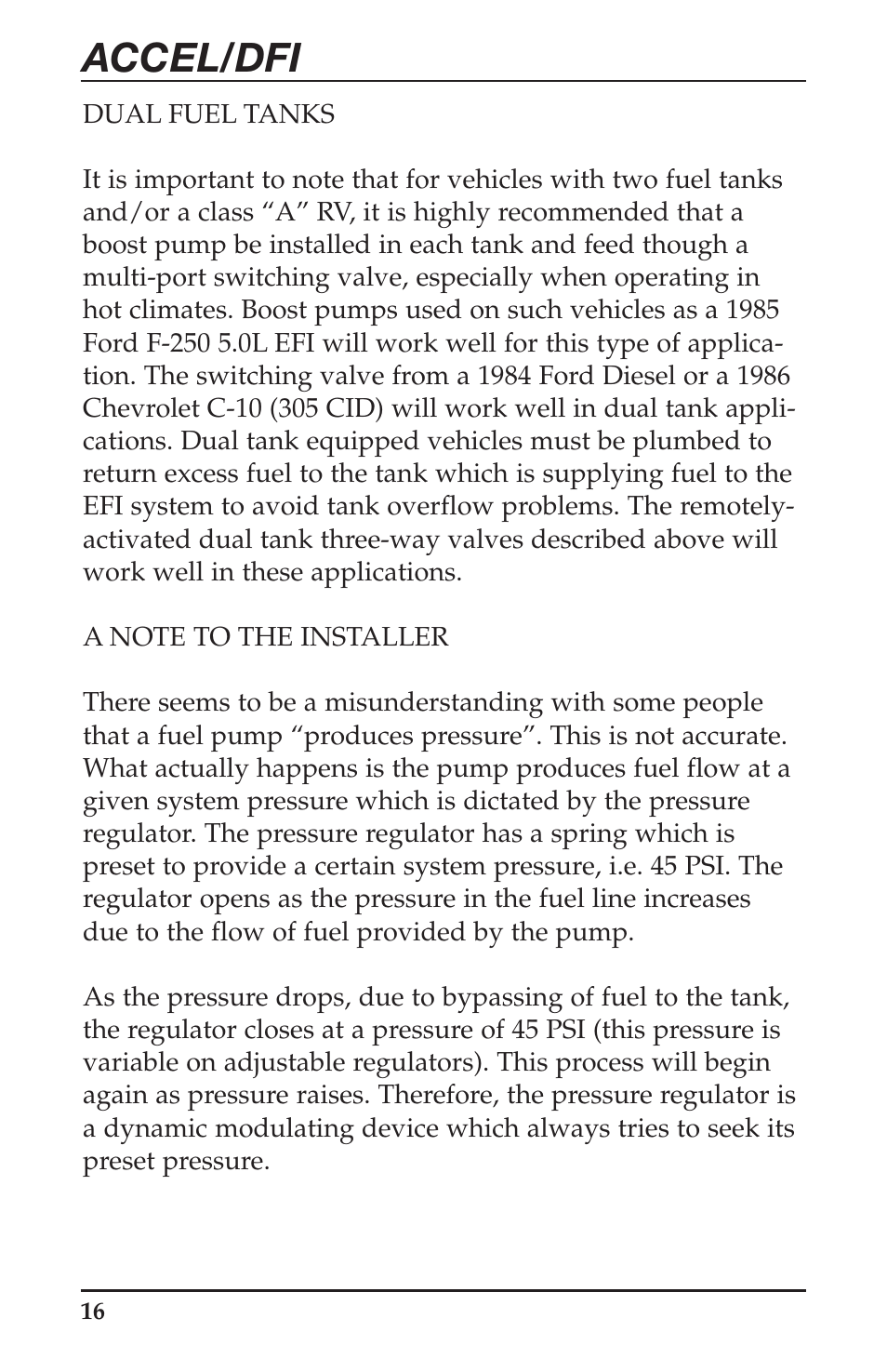 Accel/dfi | Mallory Ignition ACCEL Digital Fuel Injection Engine Management System 74030 User Manual | Page 18 / 26