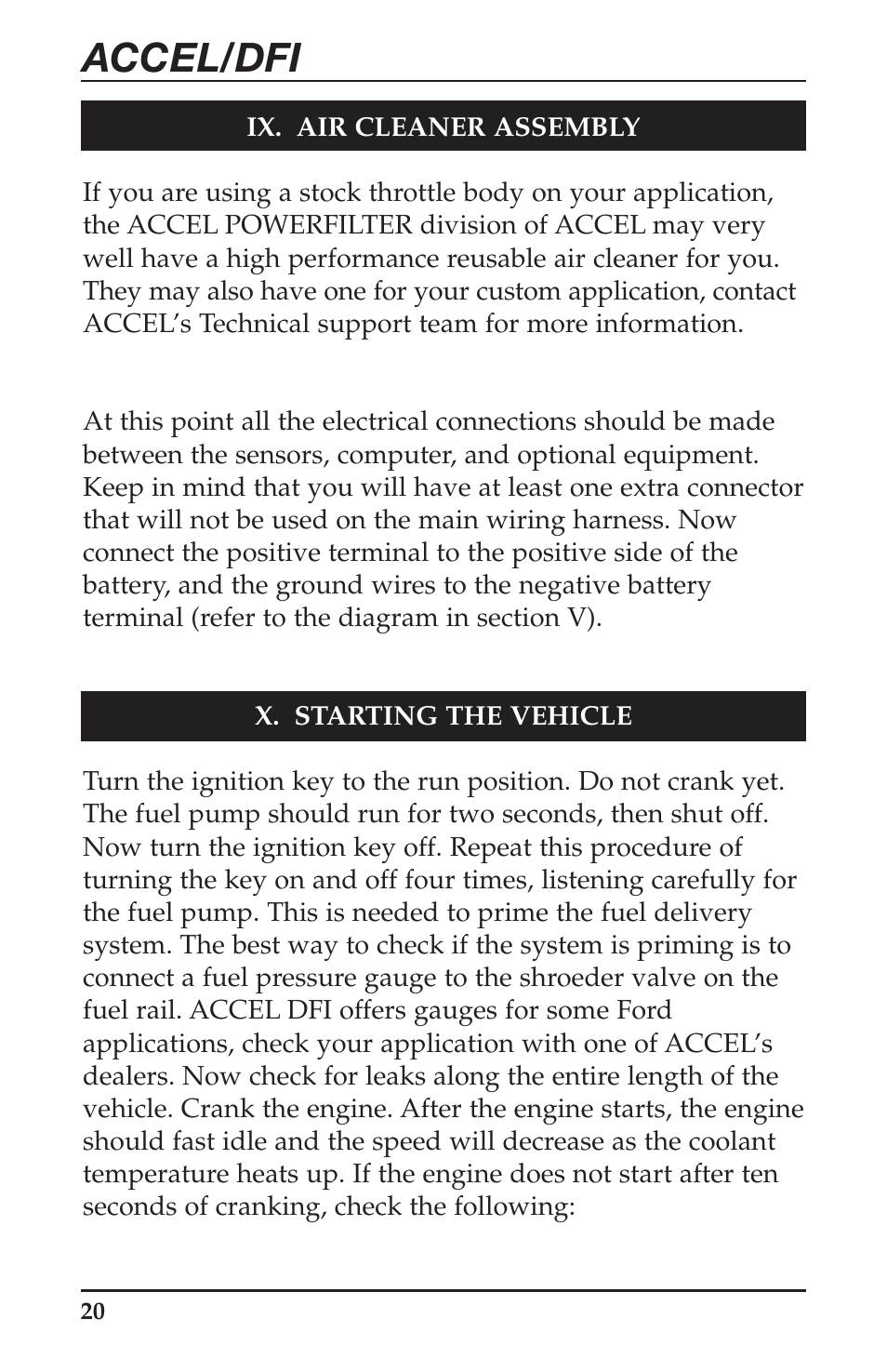 Accel/dfi | Mallory Ignition ACCEL Digital Fuel Injection Engine Management System 74030 User Manual | Page 22 / 26