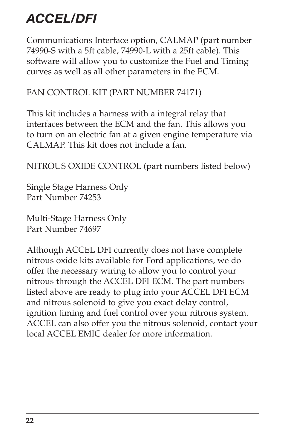 Accel/dfi | Mallory Ignition ACCEL Digital Fuel Injection Engine Management System 74030 User Manual | Page 24 / 26