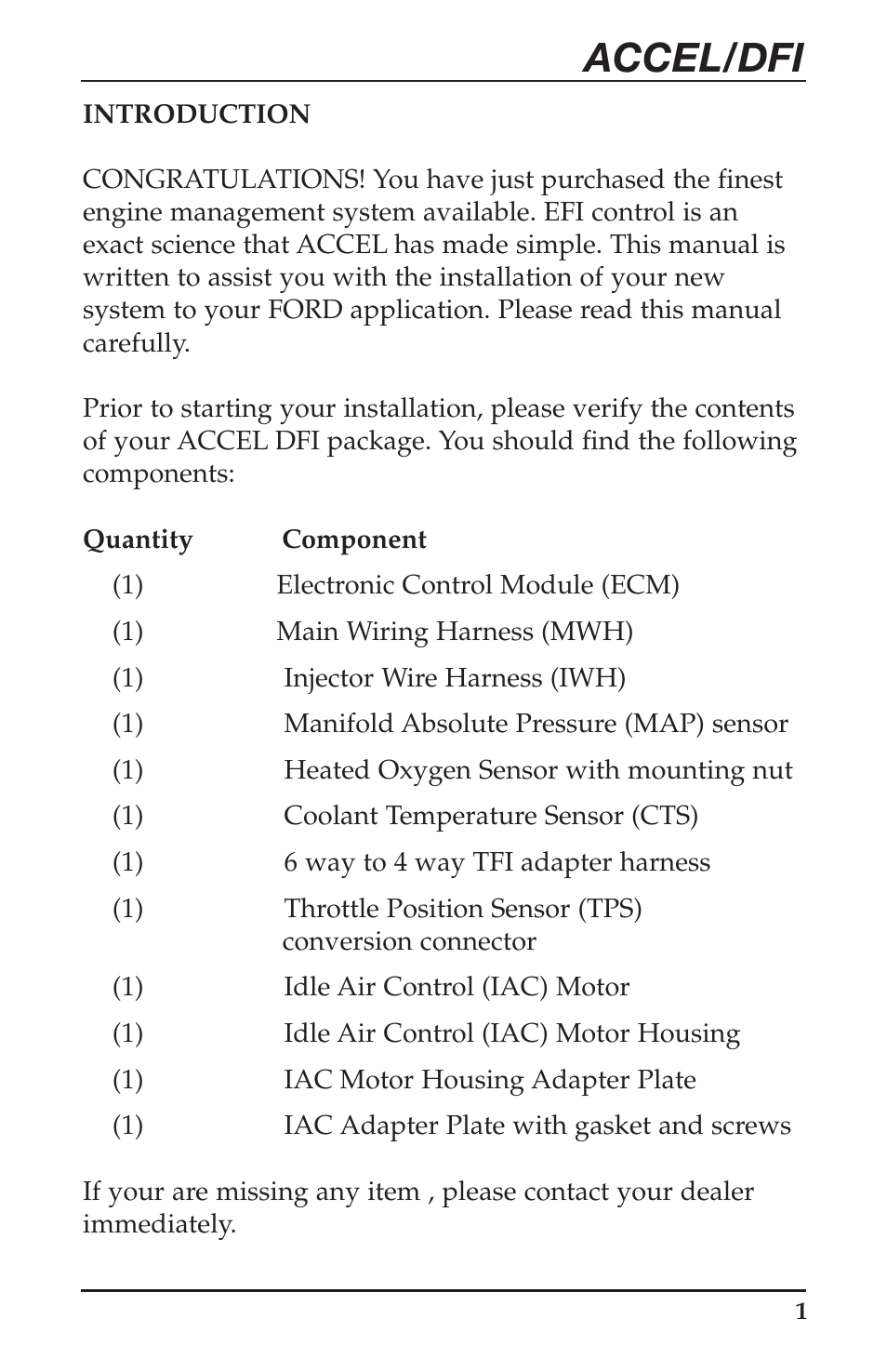 Accel/dfi | Mallory Ignition ACCEL Digital Fuel Injection Engine Management System 74030 User Manual | Page 3 / 26