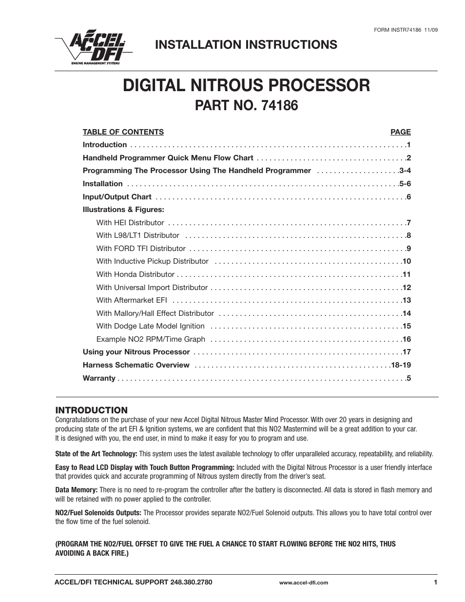 Mallory Ignition ACCEL DIGITAL NITROUS PROCESSOR 74186 User Manual | 20 pages