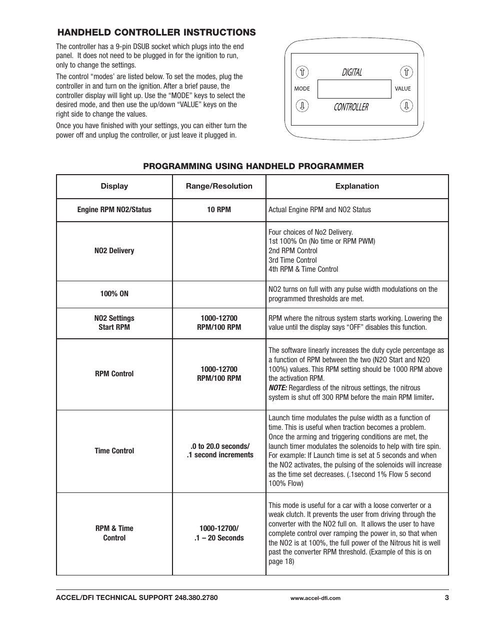 Mallory Ignition ACCEL DIGITAL NITROUS PROCESSOR 74186 User Manual | Page 3 / 20
