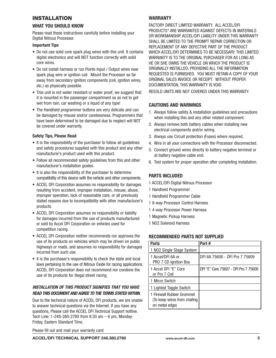 Mallory Ignition ACCEL DIGITAL NITROUS PROCESSOR 74186 User Manual | Page 5 / 20