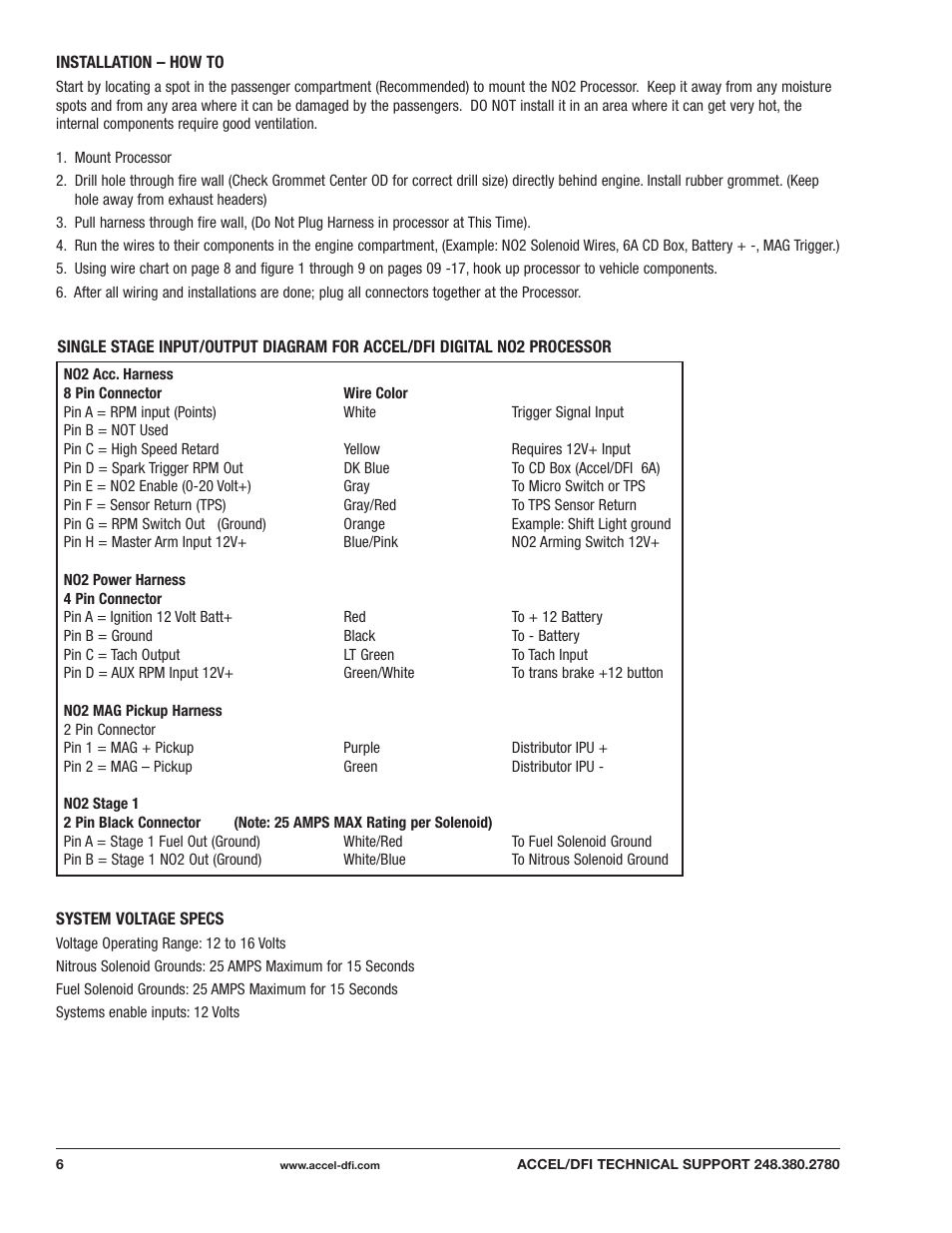 Mallory Ignition ACCEL DIGITAL NITROUS PROCESSOR 74186 User Manual | Page 6 / 20