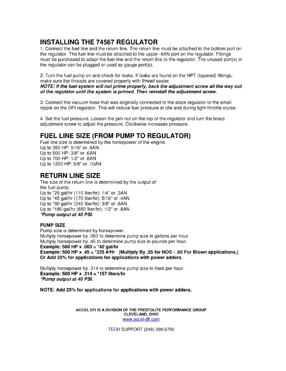 Mallory Ignition ACCEL COMPETITION FUEL PRESSURE REGULATOR FOR FUEL INJECTION 74567 User Manual | Page 2 / 2