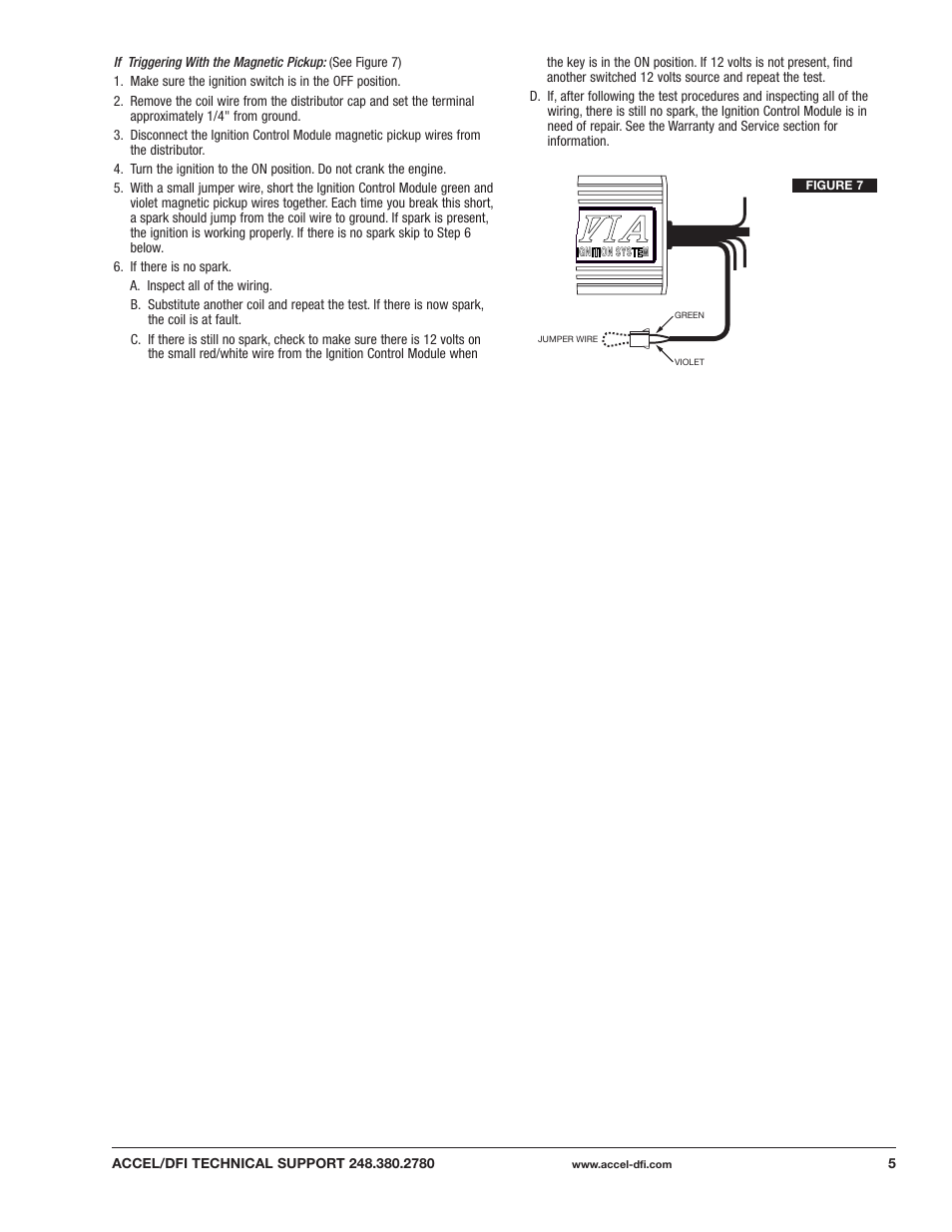 Mallory Ignition ACCEL DFI 6A Electronic Ignition Control Module for Distributor Equipped Engines 75606 User Manual | Page 5 / 12