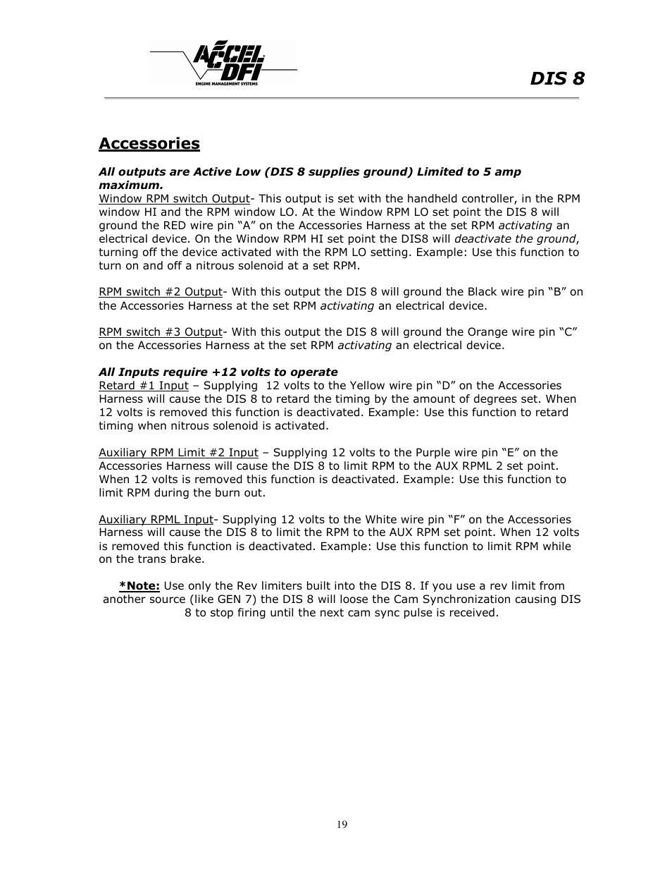 Dis 8, Accessories | Mallory Ignition ACCEL DIS 8 75610 User Manual | Page 19 / 25