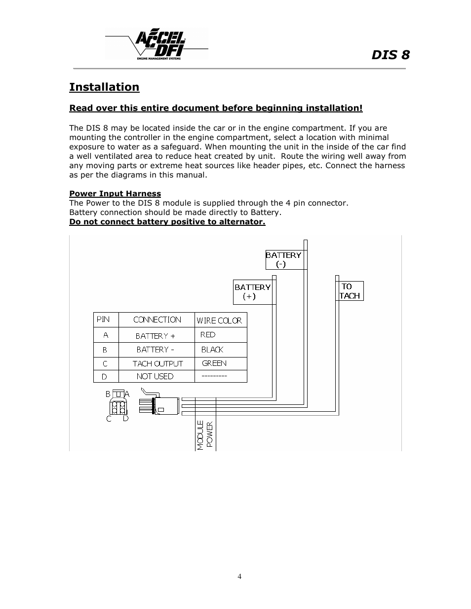 Dis 8, Installation | Mallory Ignition ACCEL DIS 8 75610 User Manual | Page 4 / 25