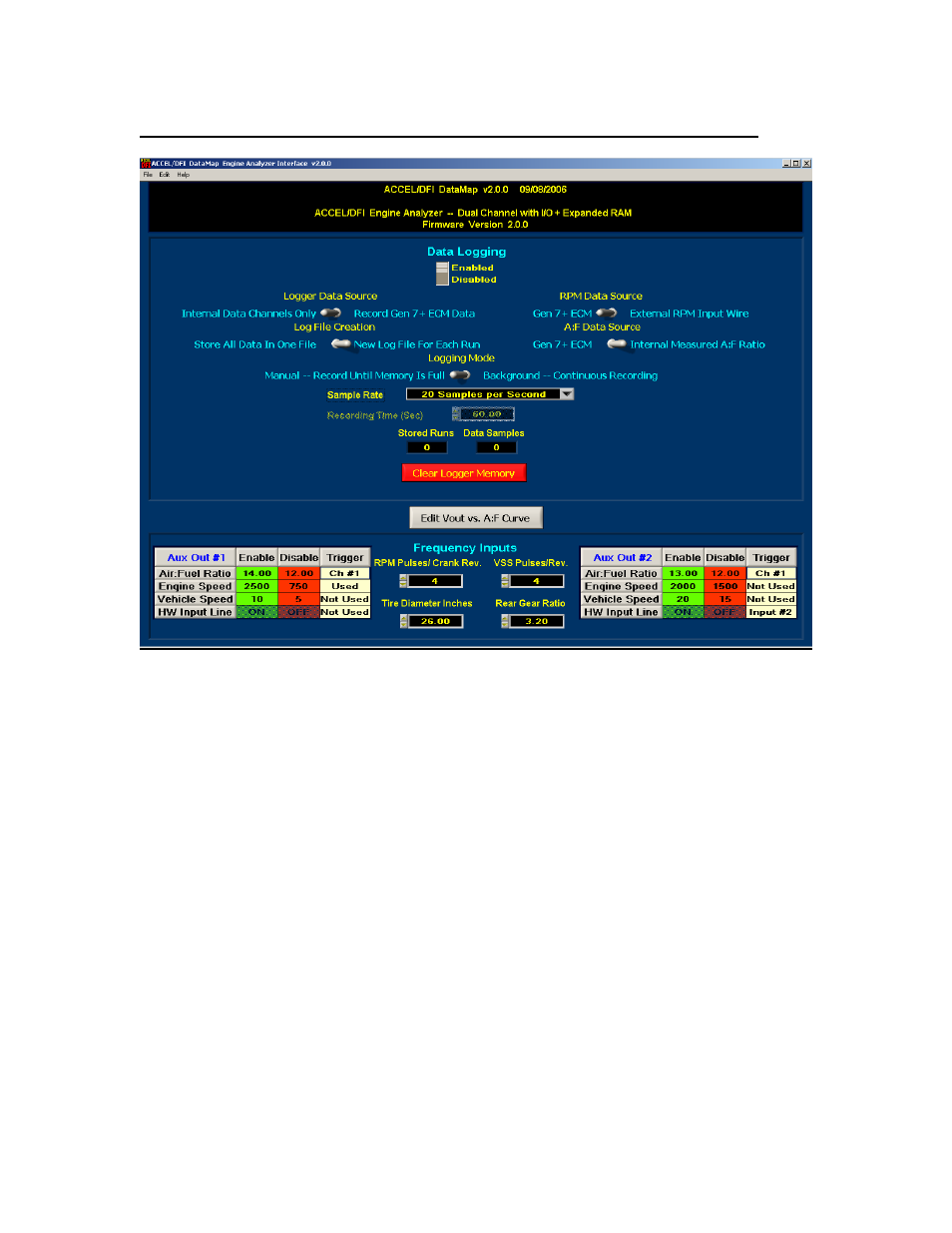 Data logger and single channel i/o configuration | Mallory Ignition ACCEL Engine Analyzer Series Wideband Oxygen Sensor 77062_77062n_77062s_77063 User Manual | Page 24 / 39