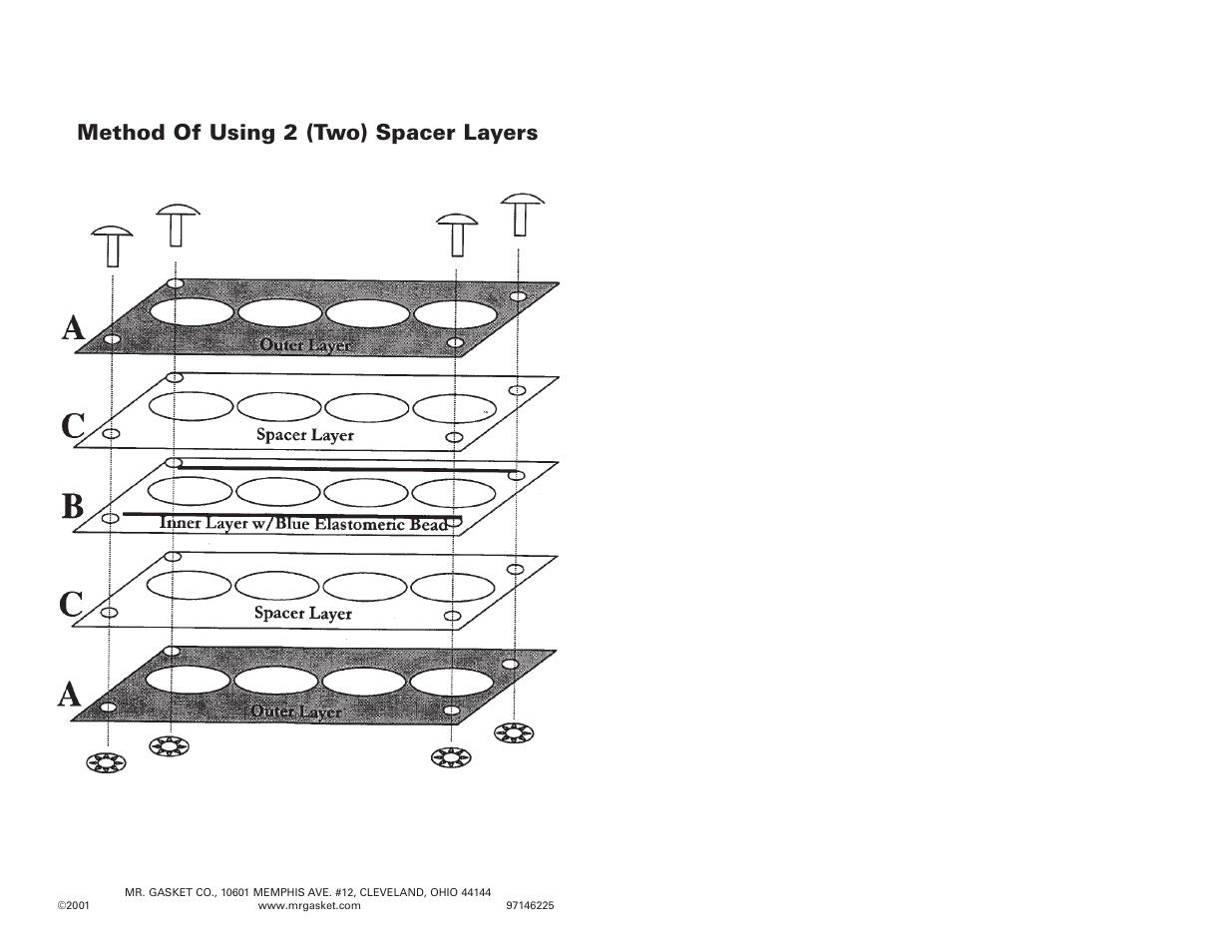 Method of using 2 (two) spacer layers | Mr. Gasket 6225 MLS Head Gasket: Honda (1.6L D16Z6) User Manual | Page 5 / 5