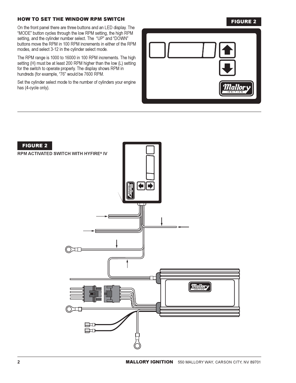 Window rpm switch, P/n 646, Hyfire | Iv ignition system, Figure 2 | Mallory Ignition Mallory window rpm activated switch 646 User Manual | Page 2 / 8