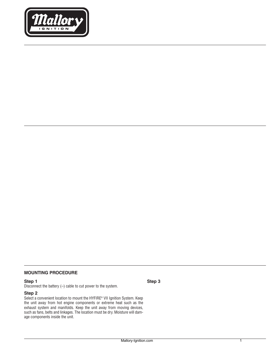 Mallory_instructions_hyfire_7c_pro_ignition_667c, Hyfire, Pro cd ignition system | Installation instructions, Part no. 667c | Mallory Ignition Mallory HYFIRE VII Series Electronic Ignition Controls 667C User Manual | Page 2 / 9