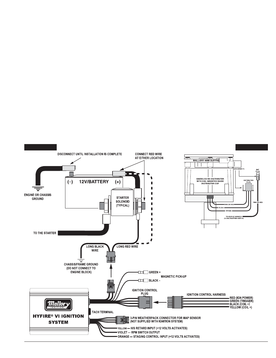 Basic wiring procedure | Mallory Ignition Mallory HYFIRE VI SERIES OF ELECTRONIC IGNITION CONTROLS 685_6851 User Manual | Page 3 / 12