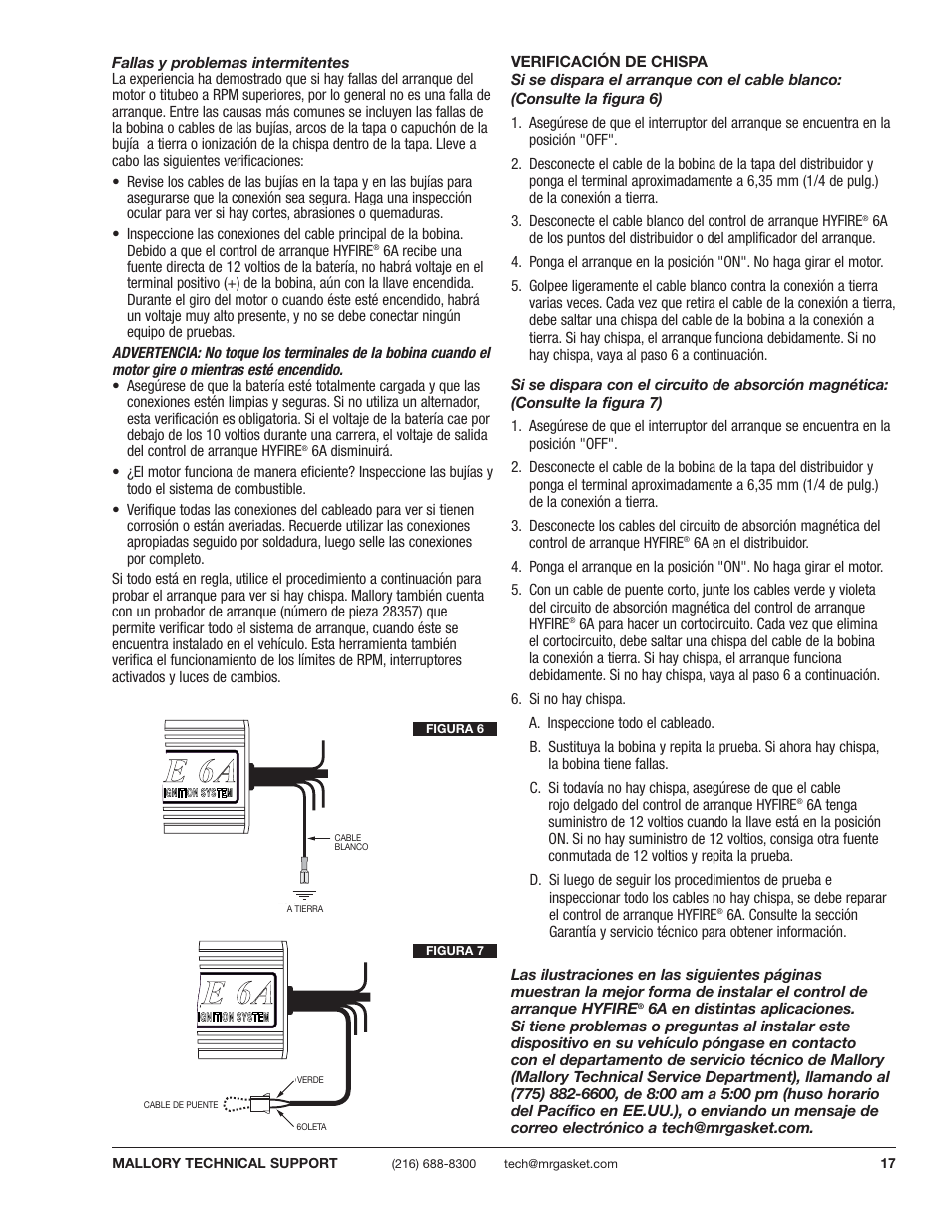 Mallory Ignition Mallory HYFIRE 6A and 6AL SERIES ELECTRONIC IGNITION CONTROLS 6852M_6853M User Manual | Page 17 / 36