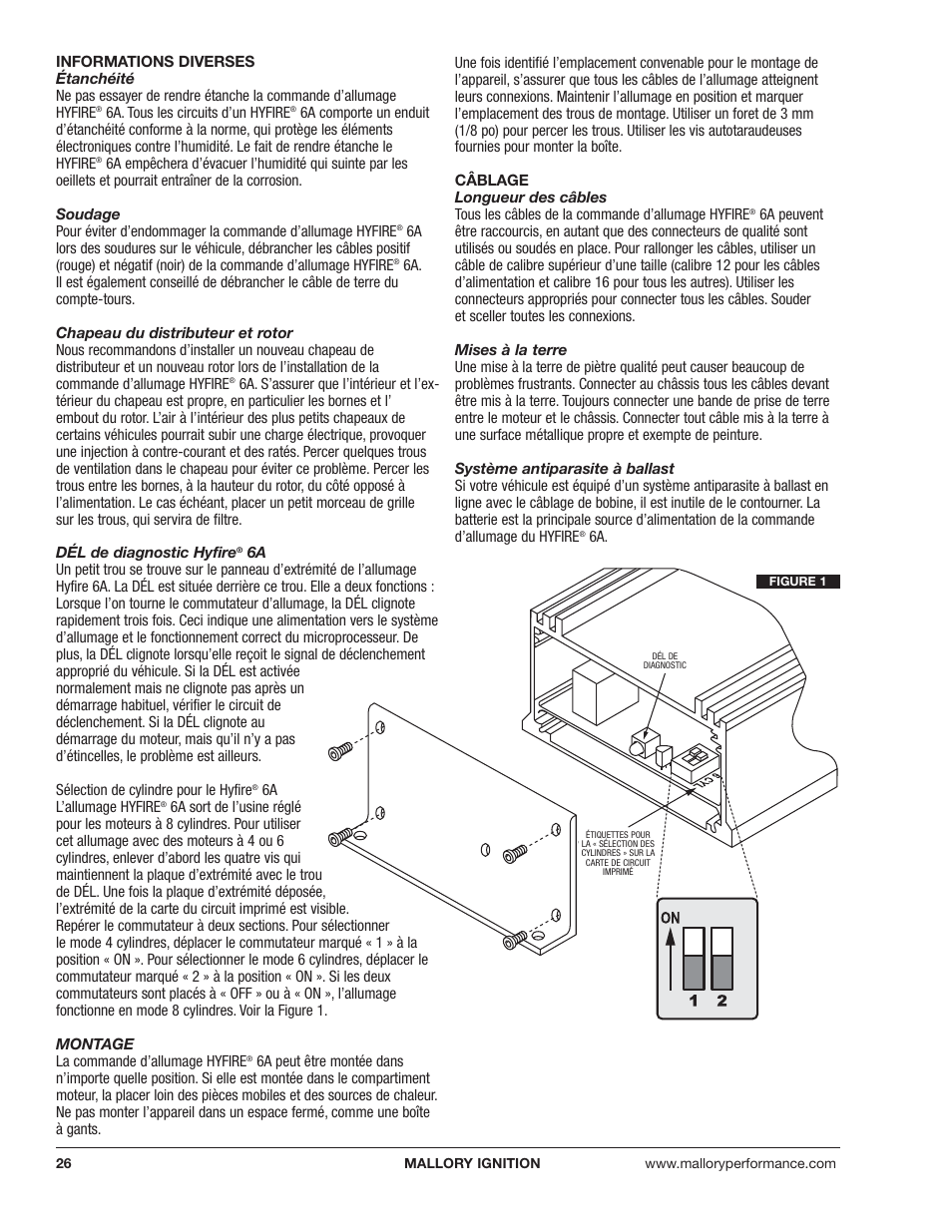 Mallory Ignition Mallory HYFIRE 6A and 6AL SERIES ELECTRONIC IGNITION CONTROLS 6852M_6853M User Manual | Page 26 / 36